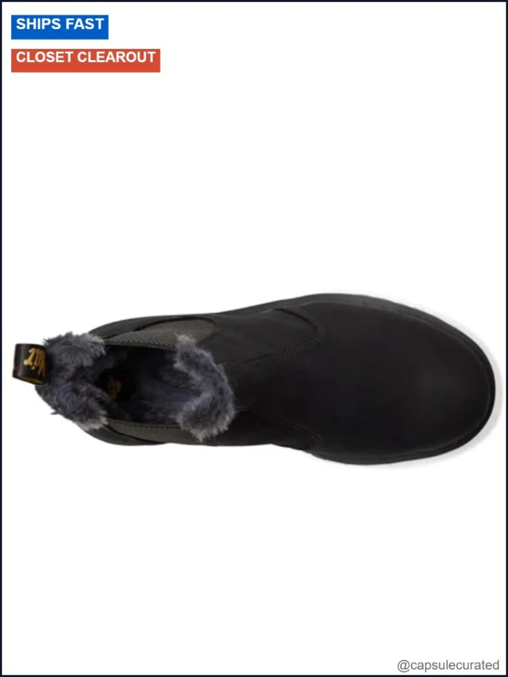 Water-Resistant Milled Nubuck Chelsea Boot with Faux Fur Lining